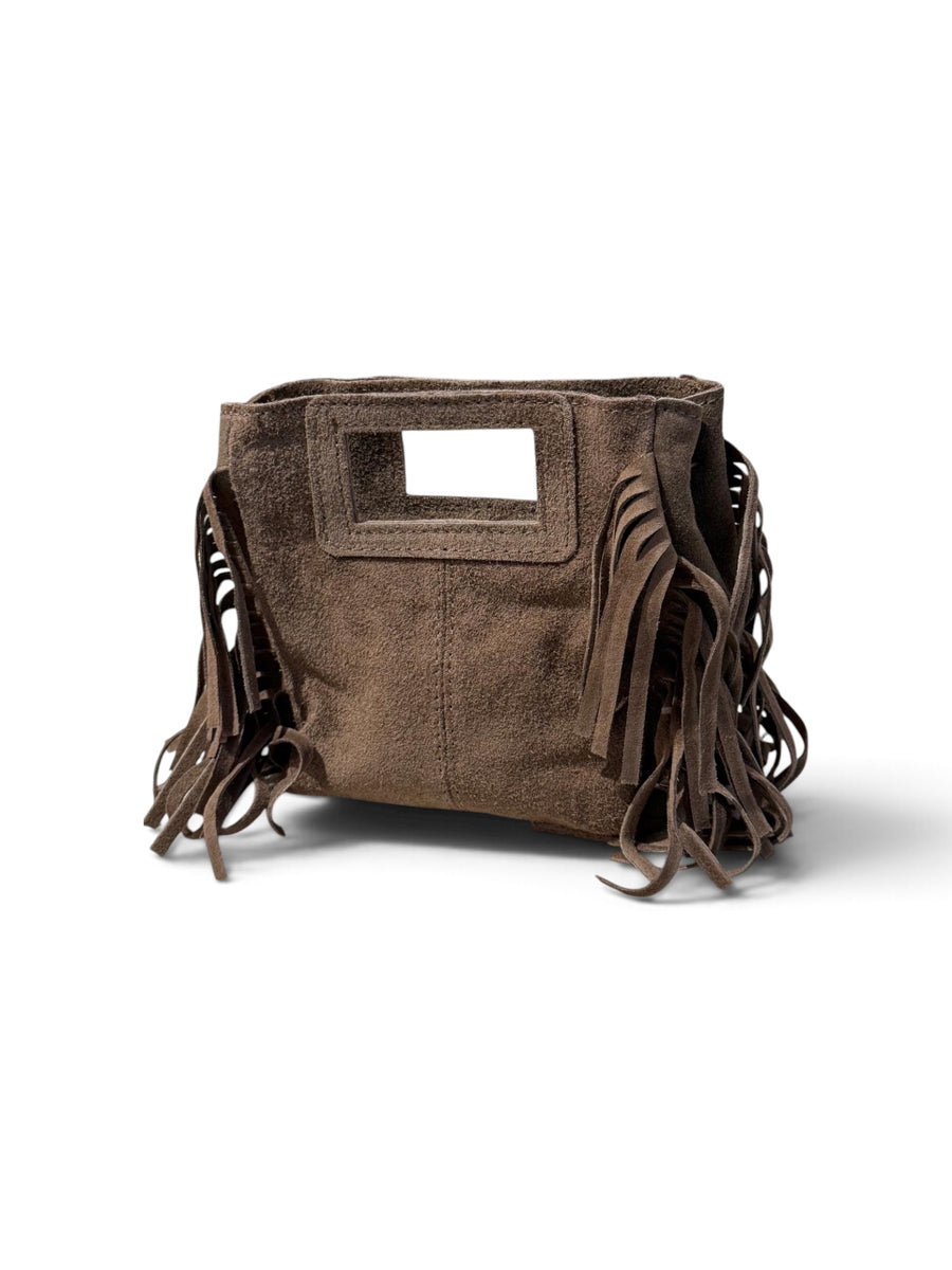 Kleine Wildledertasche mit Fransen